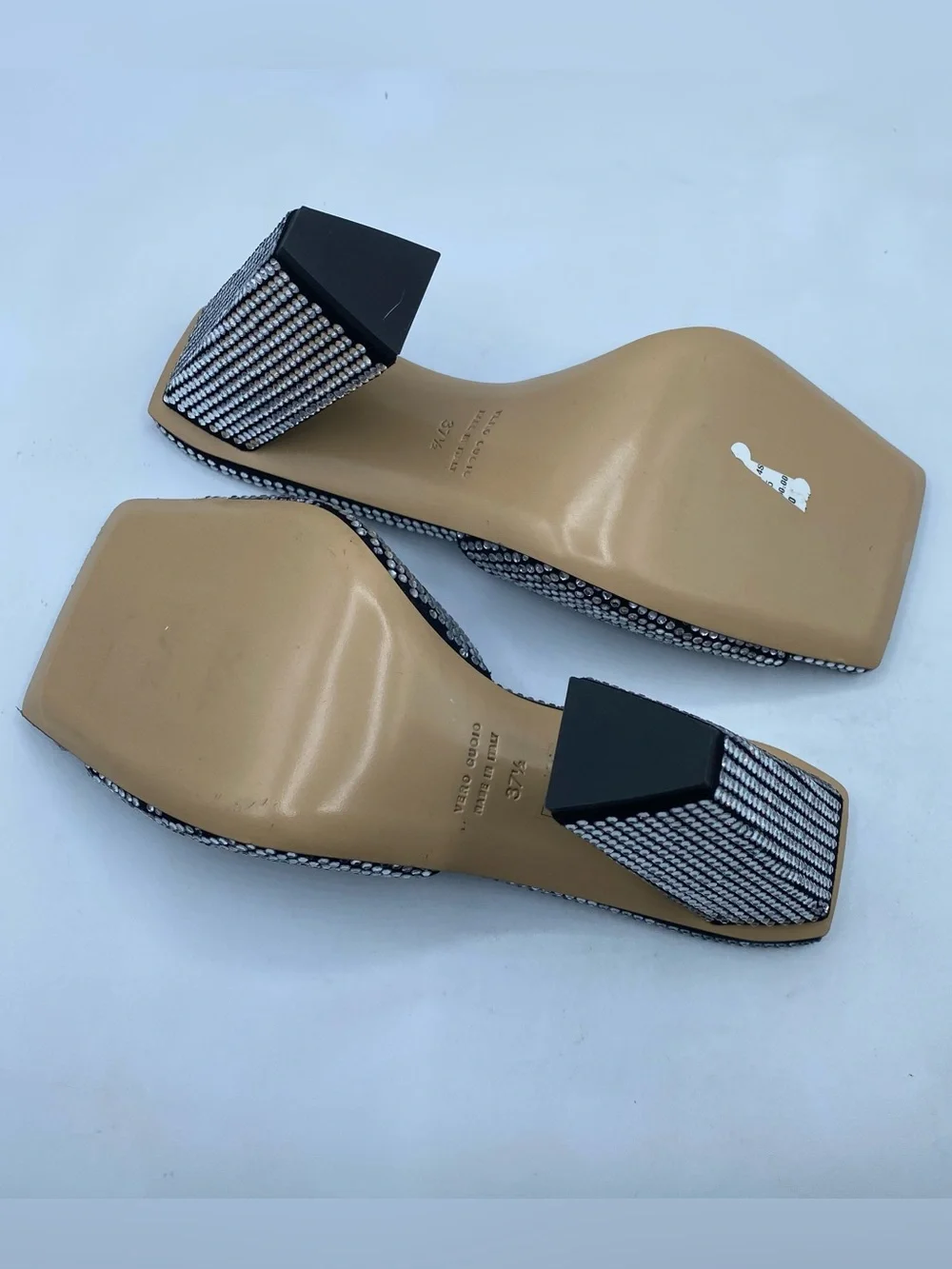Gia Borghini Rosie Crystal-Embellished  Block Heel Mules